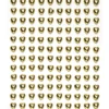 Pearl stickers gullfargede hjerter – 240 perleklistremerker med kjærlighetstema. Ø7 mm