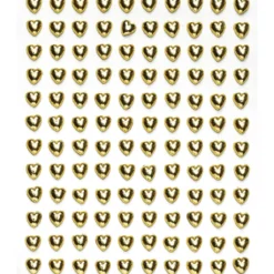 Pearl stickers gullfargede hjerter – 240 perleklistremerker med kjærlighetstema. Ø7 mm