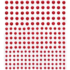 Pearl stickers rød – 420 rødglinsende perleklistremerker. Ø4, 5, 6 mm