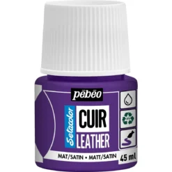 Pebeo Cuir Leather 45 ml lærfarge, farger også PU-lær – lilla, matt satengfinish
