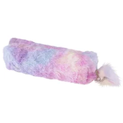 Pennal med en mengde lodden pels i rosa pastellnyanser! 20×6×6 cm