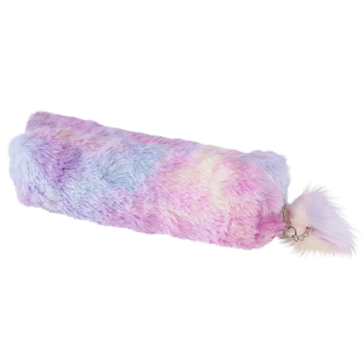 Pennal med en mengde lodden pels i rosa pastellnyanser! 20×6×6 cm