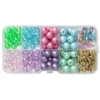 Perlemiks med pastellfargede runde perler (Ø8 / 10 mm) og 4 ballonghundecharms
