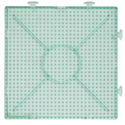 Perleplate for perler og rørperler i størrelsen Ø5 mm – transparent turkis, 15×15 cm