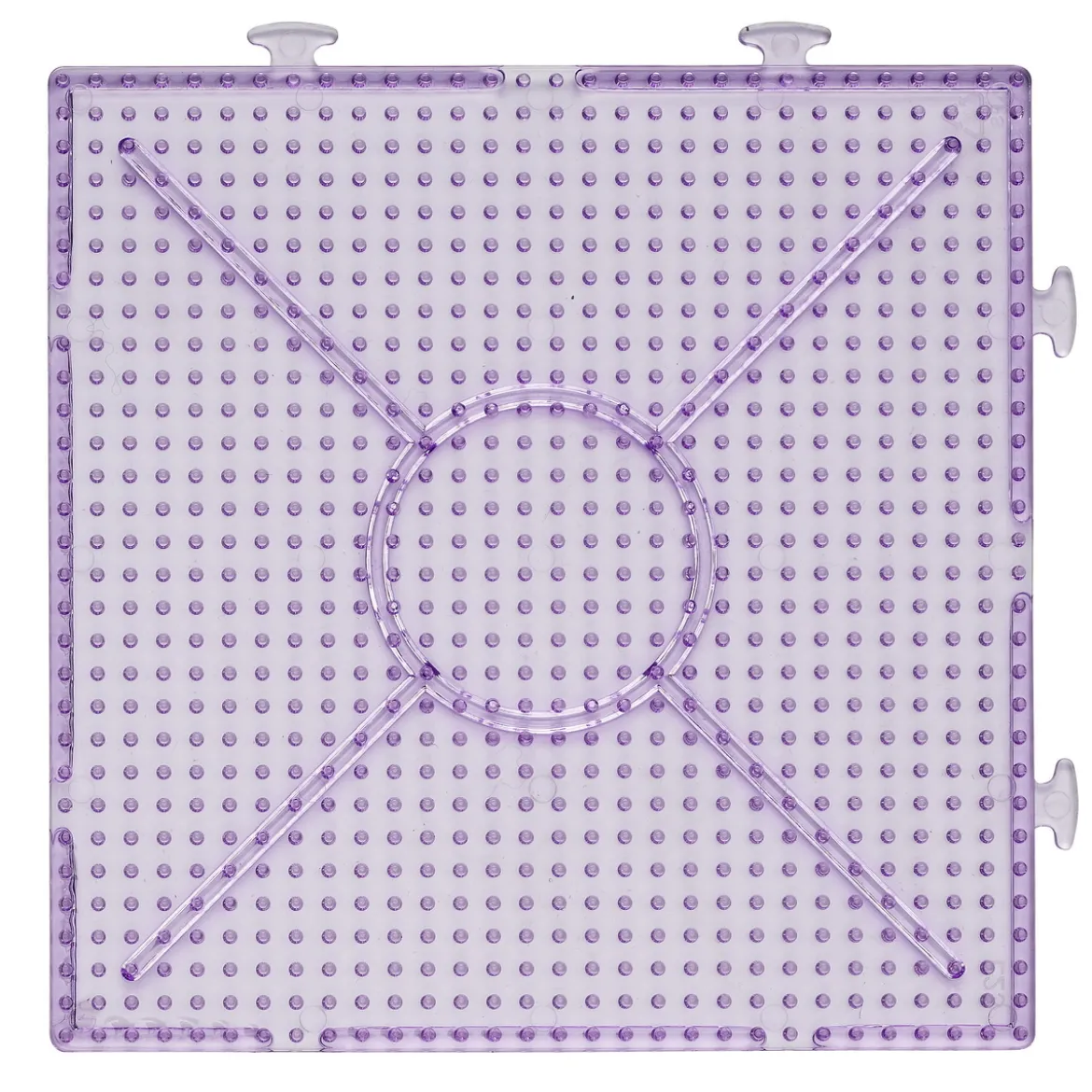 Perleplate for perler og rørperler i størrelsen Ø5 mm – transparent lilla, 15×15 cm