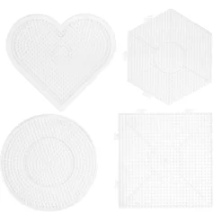 Perleplate Midi 4-pakning – store plater: hjerte, kvadrat, sekskant og sirkel – til Ø5 mm rørperler