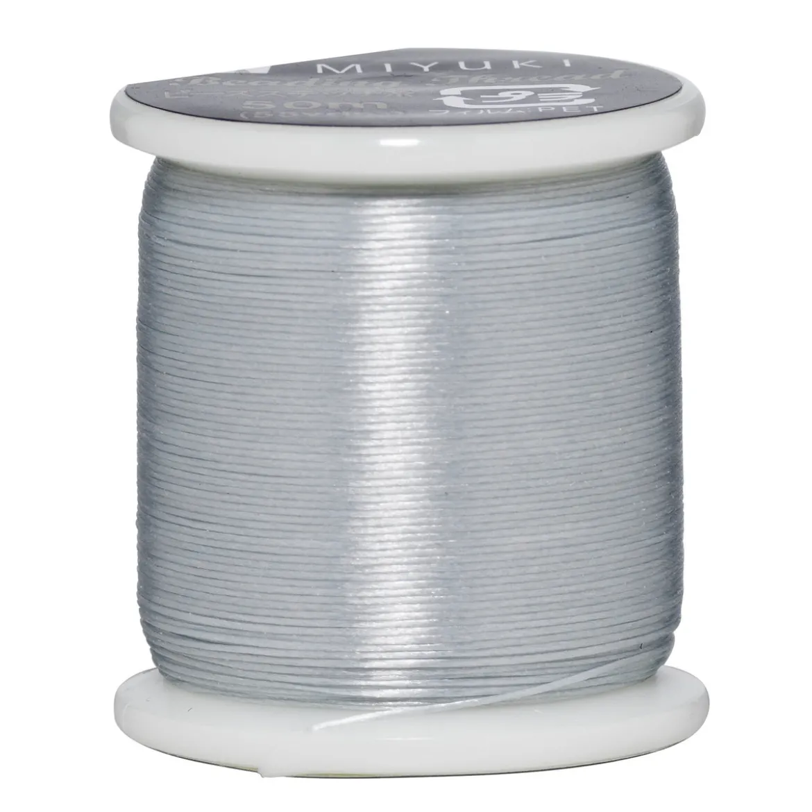 Perletråd Miyuki 50 meter – sølv – 0,2 mm i diameter, fremstilt i 100 % nylon