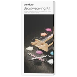 Perlevev‑kit – perlevev av tre + perler og perletråd til fire armbånd