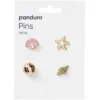 Pins, badges, 4 gullfargede og rosa små minibrosjer med havpreg
