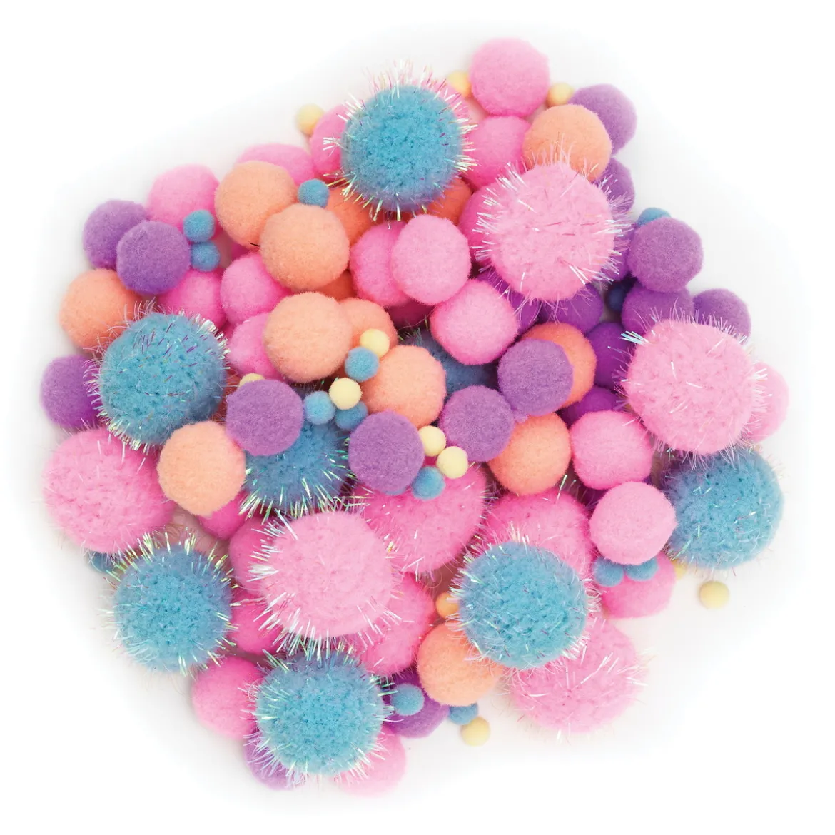 Pom Pom mix 150 stk. pastellfarger – en mengde fine, fluffy pomponger!
