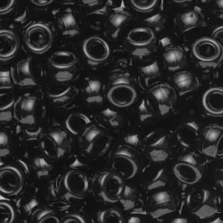 Pony beads med diameter 9 mm, runde perler med store hull, 150-pakning, svart