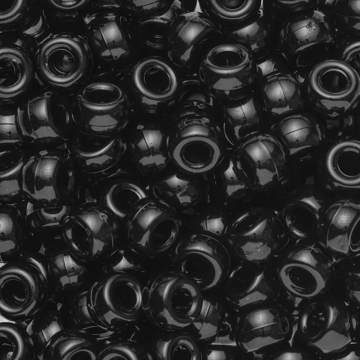 Pony beads med diameter 9 mm, runde perler med store hull, 150-pakning, svart