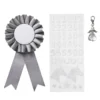 Premiesløyfe til kjepphest Ø7 cm og klistremerker i sølvfarget tema + 1 engelcharm