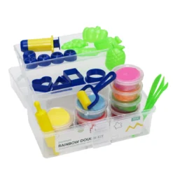 Rainbow Dough Kit, en mengde fargerik lekeleire, verktøy og former!