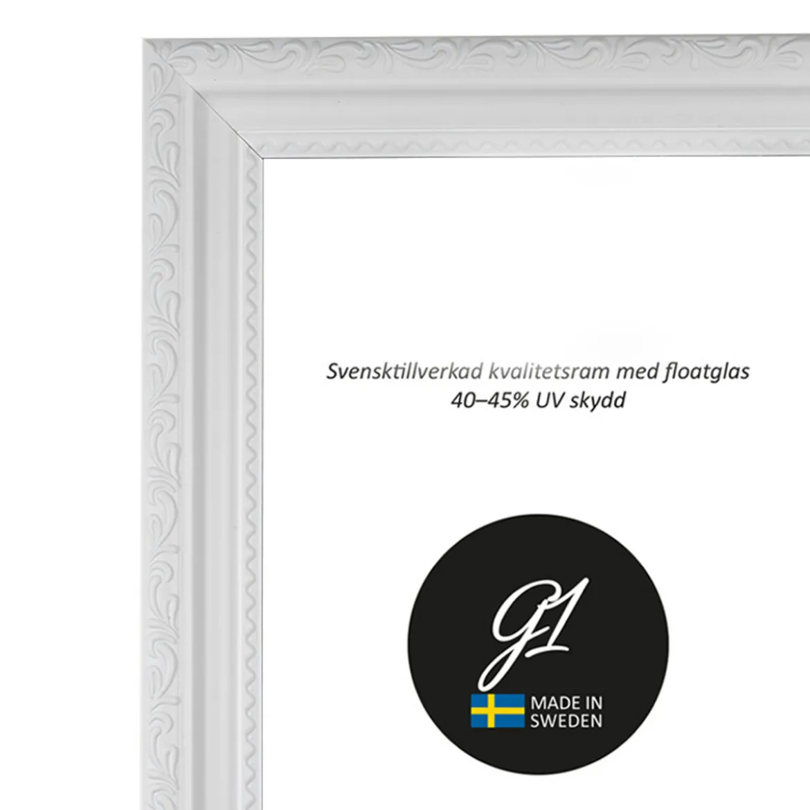 Ramme Hvit Ornament 21x29,7cm