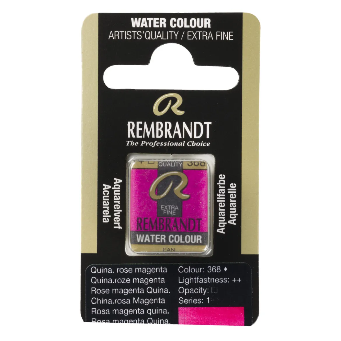 Rembrandt akvarellmaling halvkopp – Quinacridone Rose Magenta 368