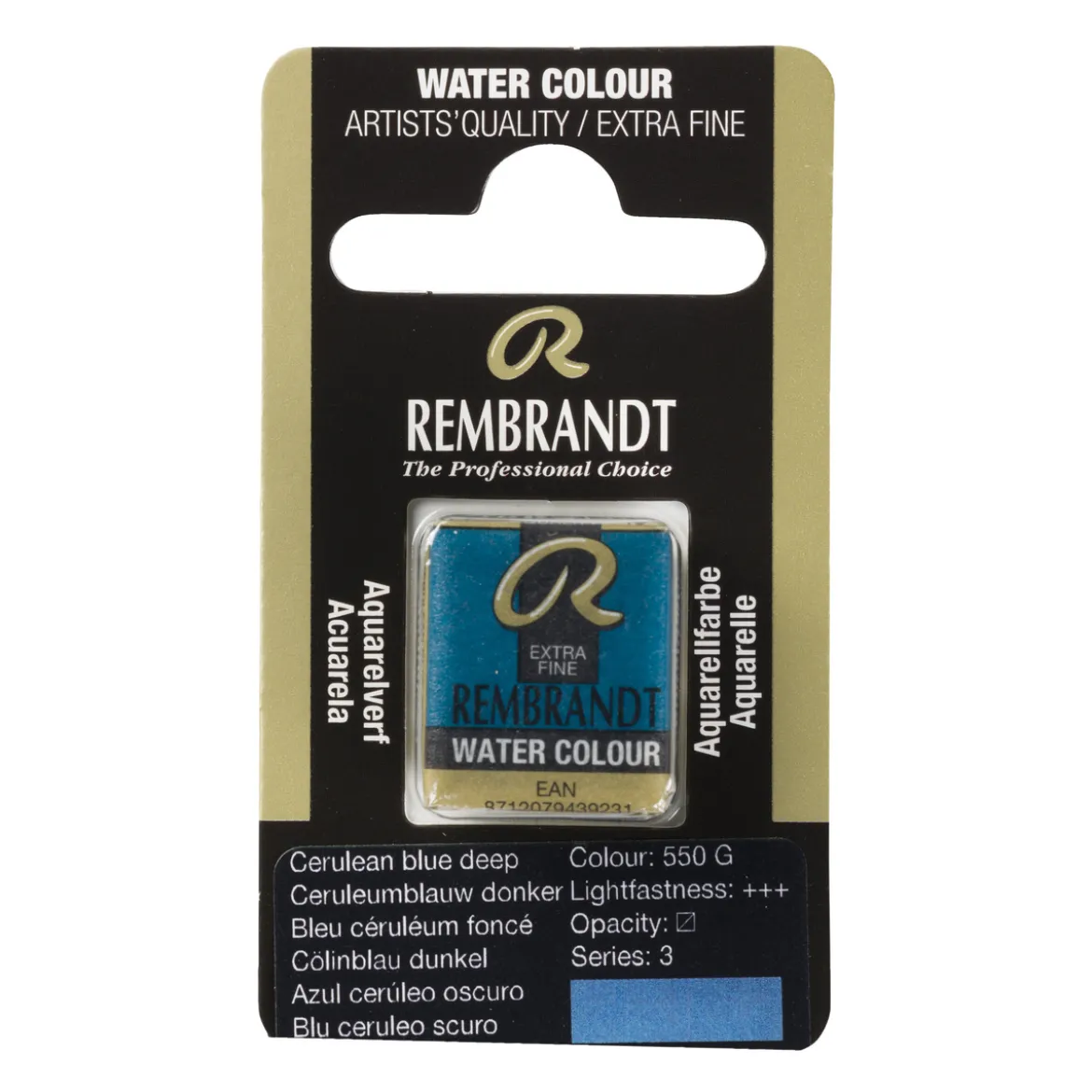 Rembrandt akvarellmaling halvkopp – Cerulean Blue Deep 550