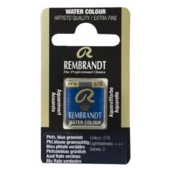 Rembrandt akvarellmaling halvkopp – Phthalo Blue Greenish 576