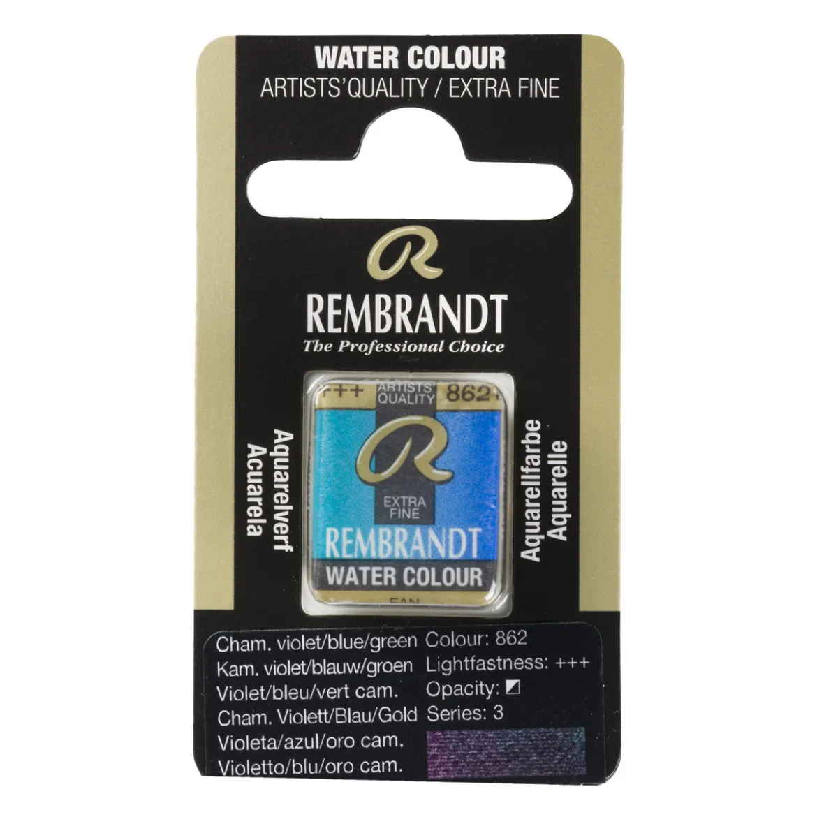 Rembrandt akvarellmaling halvkopp – Chameleon Blue Green Gold 863