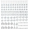Rhinestone stickers former krystall – 304 perleklistremerker med forskjellige former. L 2–12 mm