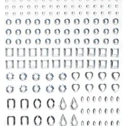 Rhinestone stickers former krystall – 304 perleklistremerker med forskjellige former. L 2–12 mm
