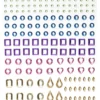 Rhinestone stickers former pastell – 304 perleklistremerker med forskjellige former. L 2–12 mm
