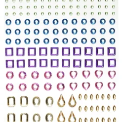 Rhinestone stickers former pastell – 304 perleklistremerker med forskjellige former. L 2–12 mm