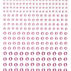 Rhinestone stickers lyserosa – 496 lyserosa perleklistremerker. Ø3, 4, 5, 6 mm