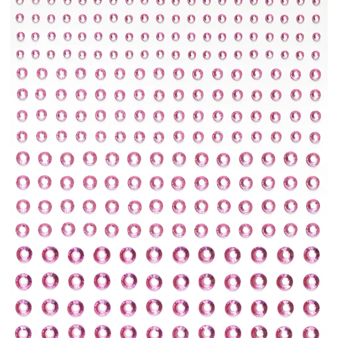 Rhinestone stickers lyserosa – 496 lyserosa perleklistremerker. Ø3, 4, 5, 6 mm
