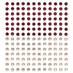 Rhinestone stickers – 336 runde fasetterte klistremerker i rødt og rosa. Ø6 mm