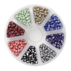 Rocailles 6/0, perlemiks med 120 gram stripete glassperler – 8 varianter, diameter 3,8–4,3 mm