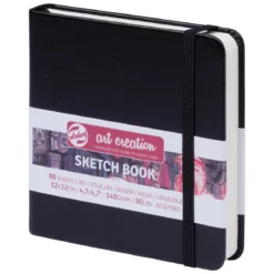 Royal Talens Art Creation Sketch skissebok 12×12 cm, svart omslag – 140 g/m², 80 ark