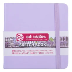 Royal Talens Art Creation Sketch skissebok 12x12 cm, lyselilla omslag – 140 g/m², 80 ark