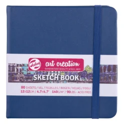 Royal Talens Art Creation Sketch skissebok 12×12 cm, blått omslag – 140 g/m², 80 ark