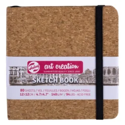 Royal Talens Art Creation Sketch skissebok 12x12 cm, korkomslag – 140 g/m², 80 ark