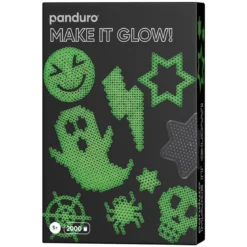 Rørperler Midi kit Make it Glow in the dark, 2000 spooky selvlysende perler med diameter 5 mm og 3 perleplater!
