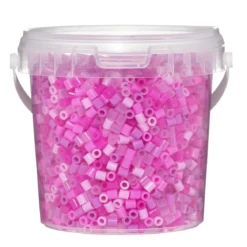 Rørperler Midi 4000 stk. i rosa miks + rosa transparente glitterperler, Ø5 mm