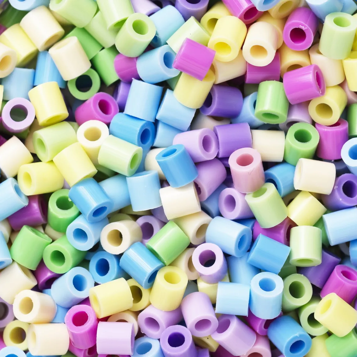 Rørperler Midi 1000 stk. miks med pastellfarger, Ø5 mm