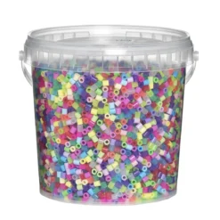 Rørperler Midi 10000 stk. – perlebøtte med glitter- og pastellperler, Ø5 mm