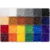 Rørperler Mini storpakning Basic – 12 000 Mini-perler i 24 basisfarger. Perlene har en diameter på 2,5 mm