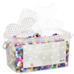 Rørperler XL 4000 stk. – supermiks i eske med en mengde store perler med diameter 9 mm + 3 perleplater