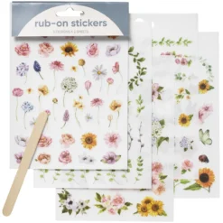 Rub ons 10 ark blomster/sommerfugl