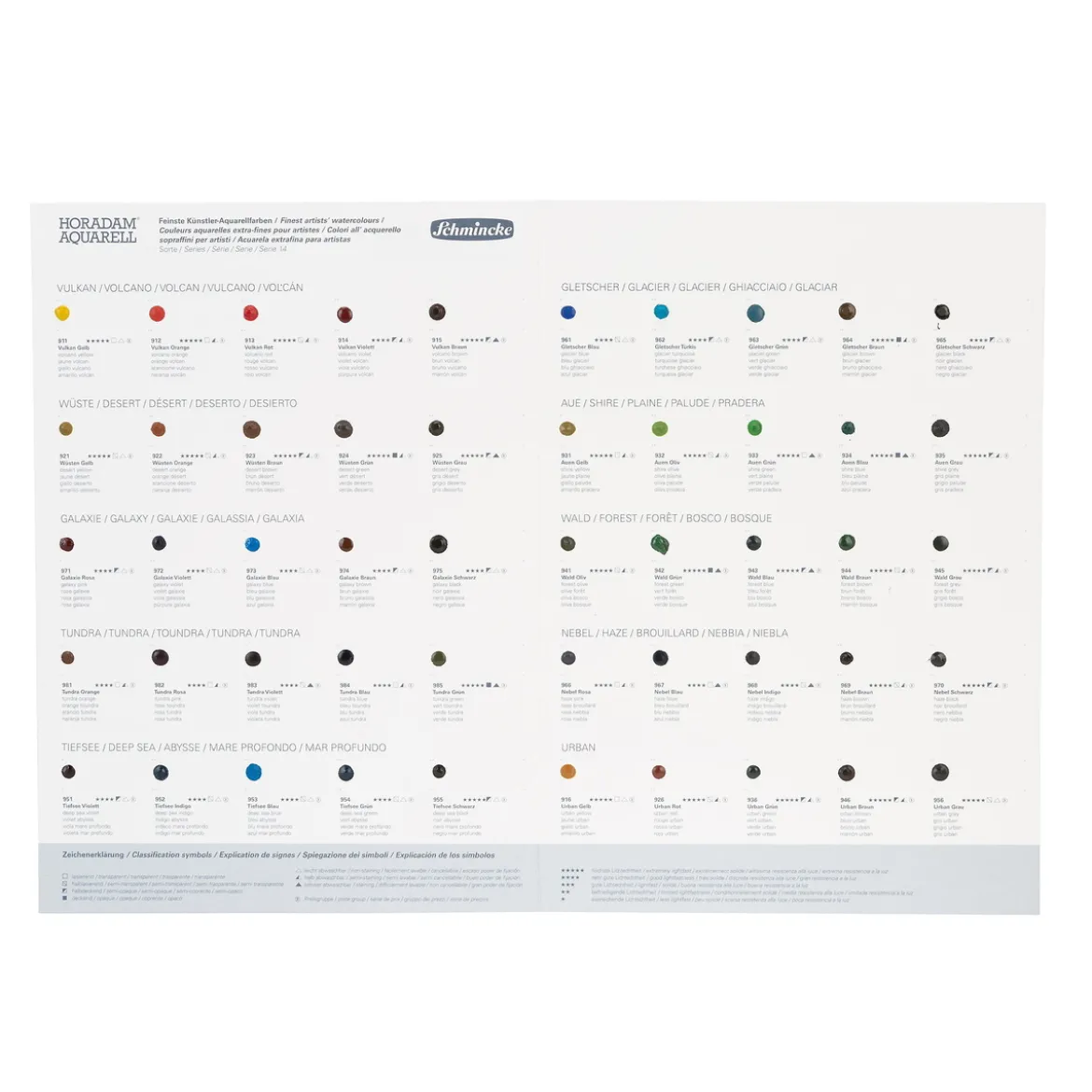 Schmincke Horadam Aquarelle Supergranulation dot card – 50 farger å teste ut