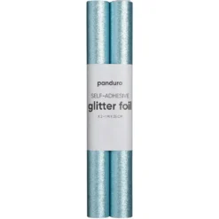 Selvklebende glitterpapir lyseblå, 2 ruller à 25×100 cm