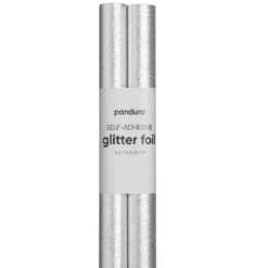 Selvklebende glitterpapir sølv, 2 ruller à 25×100 cm