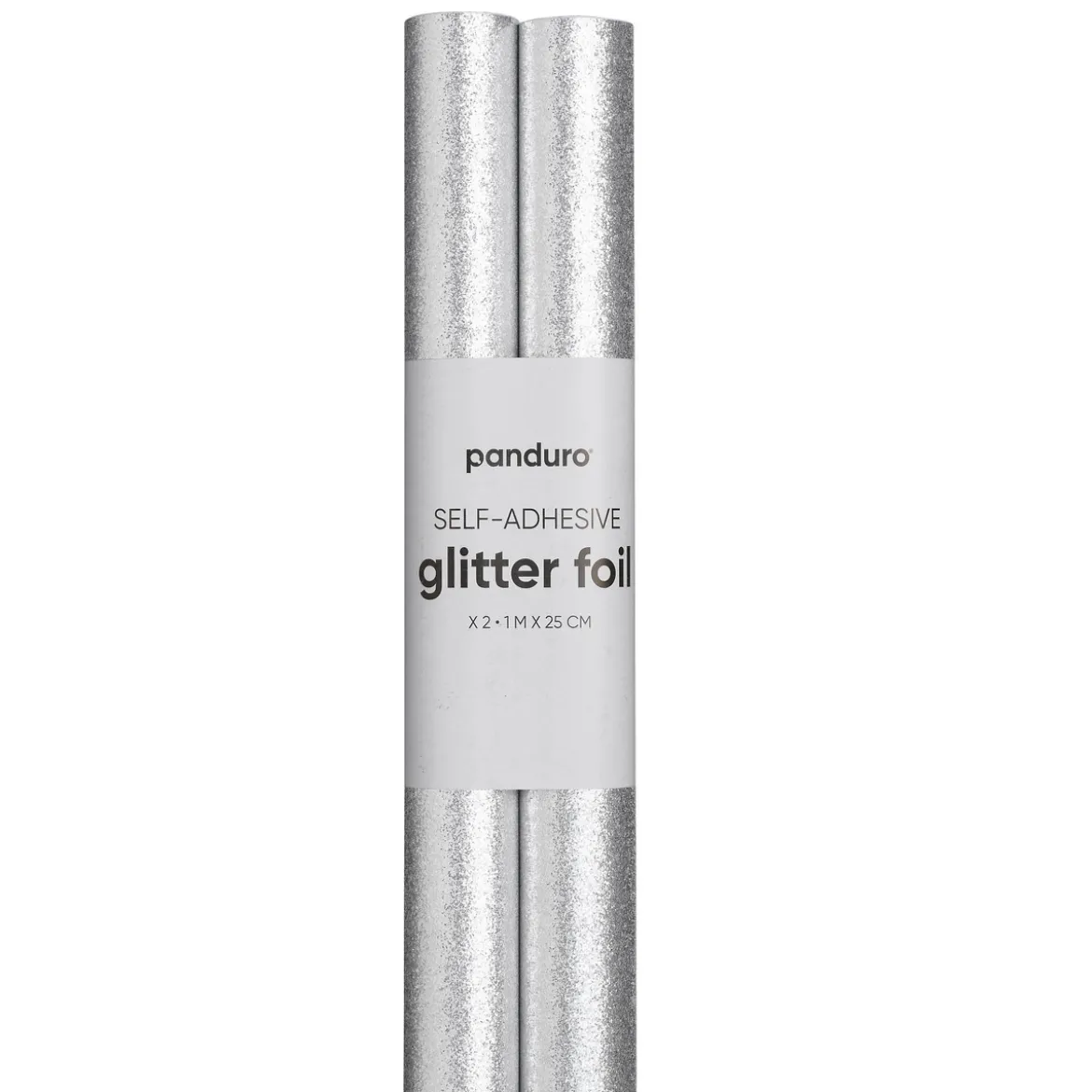 Selvklebende glitterpapir sølv, 2 ruller à 25×100 cm