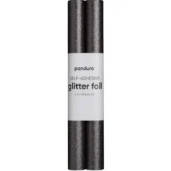 Selvklebende glitterpapir svart, 2 ruller à 25×100 cm