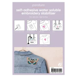 Selvklebende vannløselig broderimellomlegg til broderi, 19×28 cm