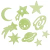 Selvlysende glow in the dark-figurer, 25 stk. verdensromtema + 24 limputer