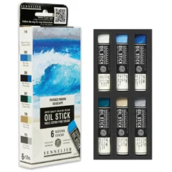Sennelier Oil Stick Mini Seascape, 6‑pakning oljekritt à 12 ml